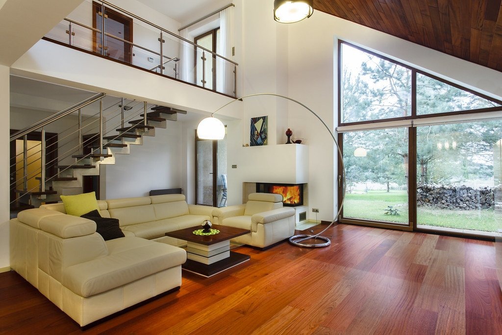 Elegant modern living room with beautifully installed hardwood flooring