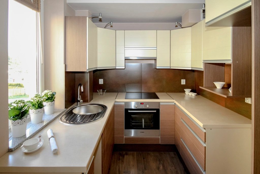 Wood-look luxury vinyl plank in a bright kitchen