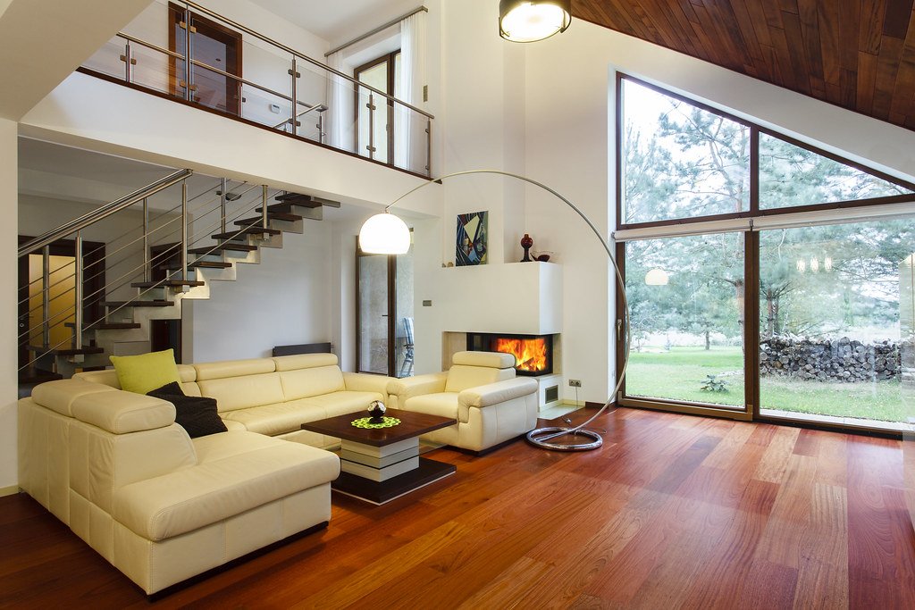 Elegant modern living room with beautifully installed hardwood flooring